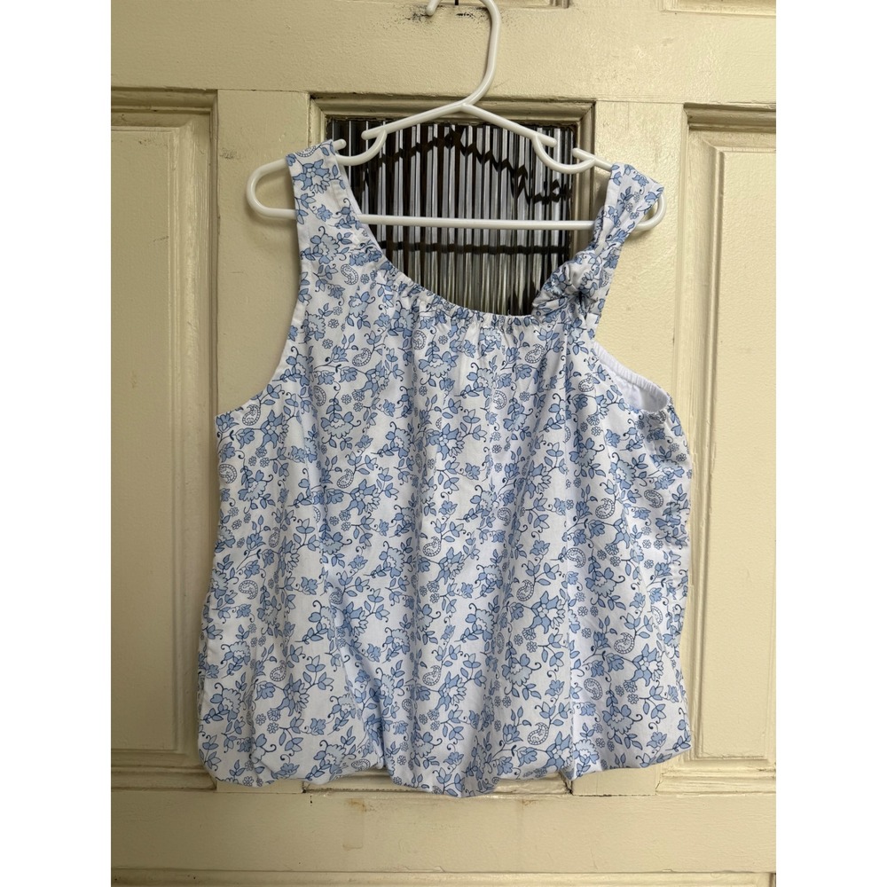 Abercrombie Kids Blue White Floral One Shoulder Bubble Hem Top Size 11/12